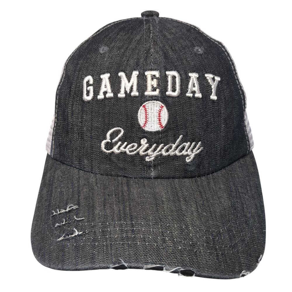 Gameday Everyday Strapback Trucker Hat Gray One Size Distressed Tees 2 Ur Door